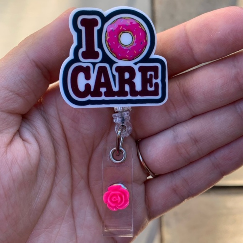 Donut care Retractable Badge Holder Christmas Gift Lanyard Funny ID Reel